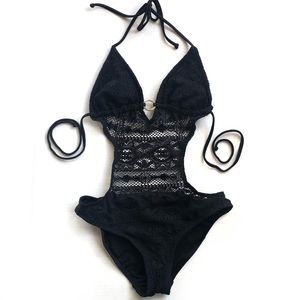 XHILARATION black one piece monokini  swimsuit S
